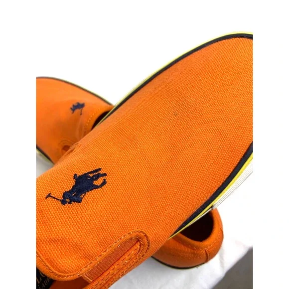 Polo Ralph Lauren Orange Mens Slip On Sneakers Size 11D - Picture 5 of 9